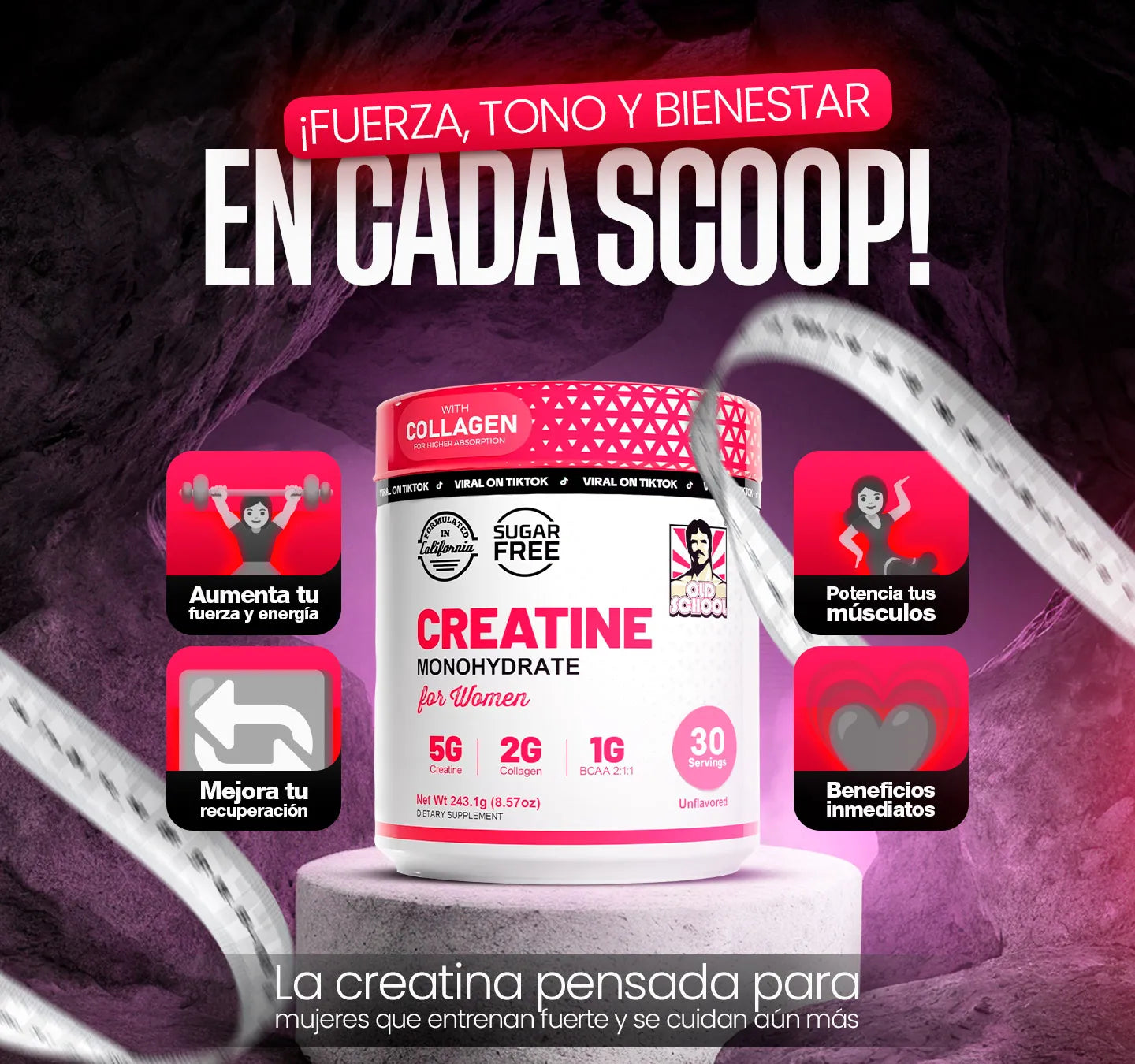CREATINE MONOHYDRATADA ORIGINAL 5 EN 1 (+COLAGENO)